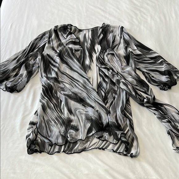 NWOT Handmade Sheer Kimono w/ Split Side Hem and Matching Scarf - Picture 1 of 5